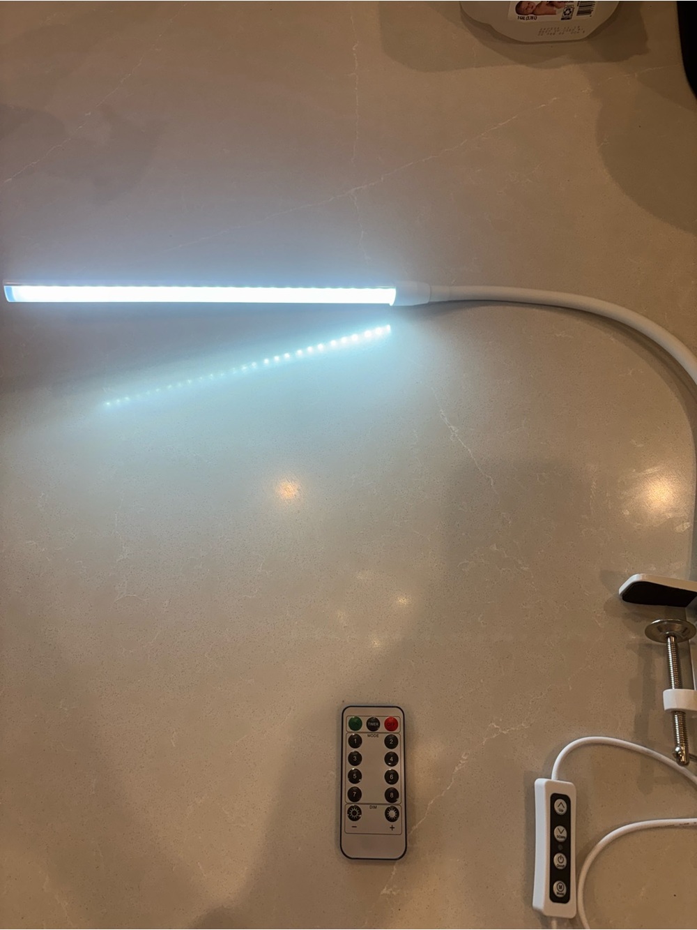 White LED Clamp Desk Lamp Adjustable Gooseneck Dimmable